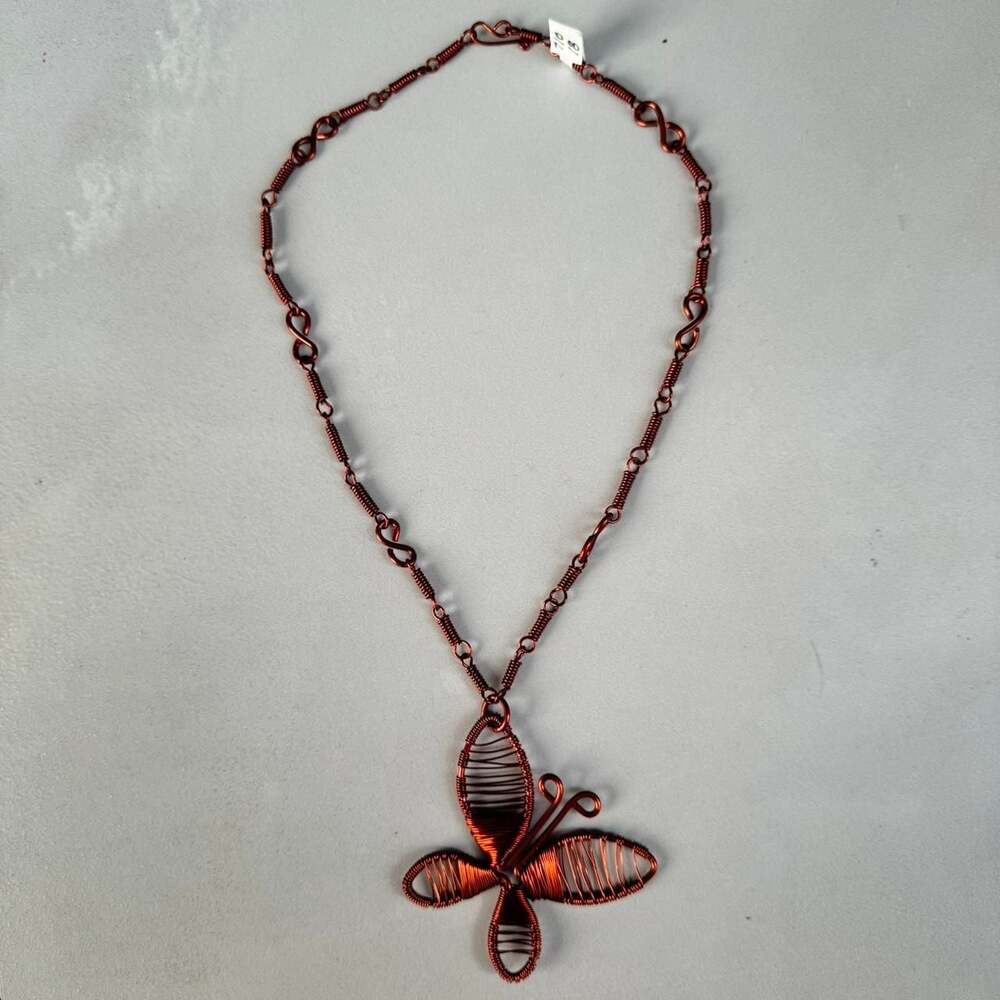 Handmade Wire Wrapped Butterfly Pendant Necklace Whimsygoth Style